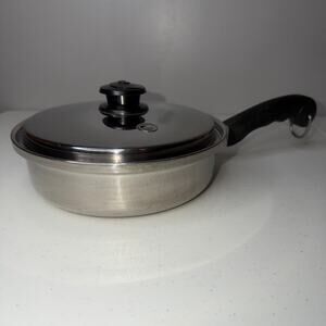 Vintage Saladmaster 9" Stainless Steel Skillet Saute Frying Pan Vapo Lid T304S